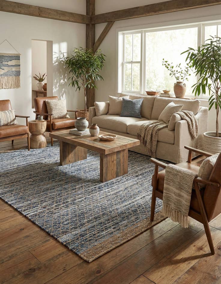 Detail image of 10' x 14' 1  Hand Woven Chindi Trellis Rug