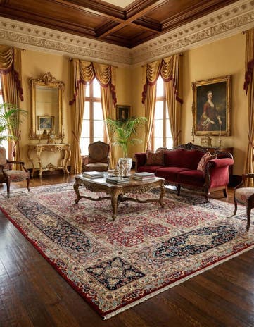 8' 2 x 11' 1 Hand Knotted Kerman Persian Wool Rug