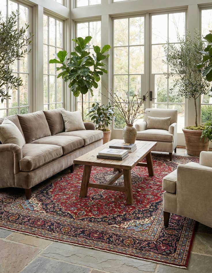 Detail image of 10' x 12' 7  Hand Knotted Kashan Persian Wool Rug