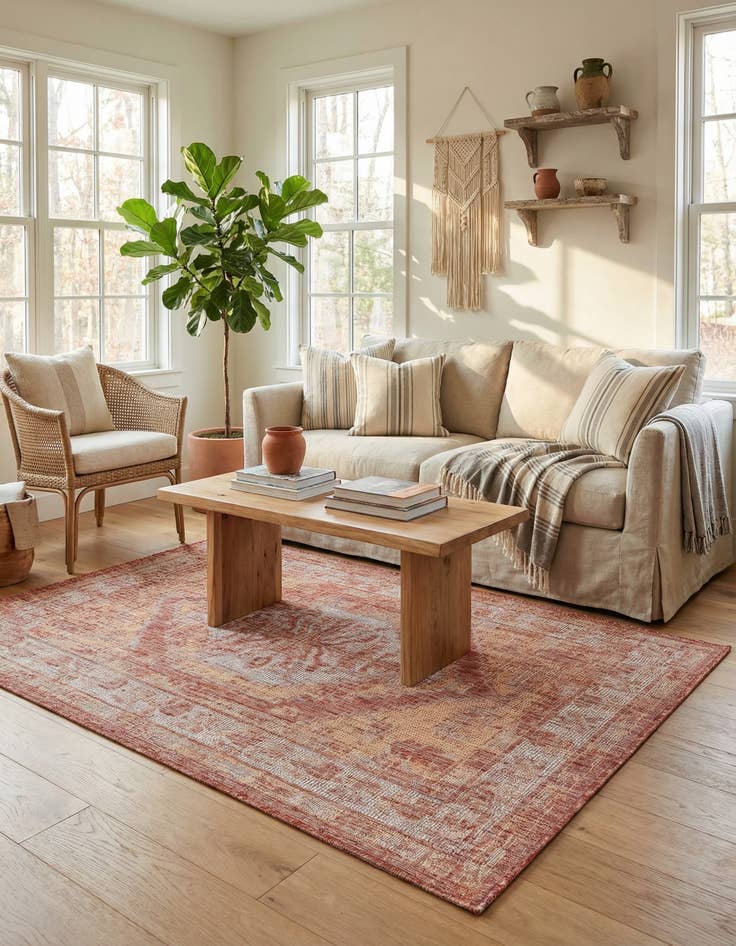 Detail image of 4' x 6'  Washable Traditional Indoor / Outdoor Rug