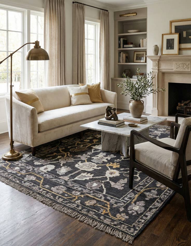 Detail image of 9' 2 x 12' Hand Knotted Oushak Wool Rug