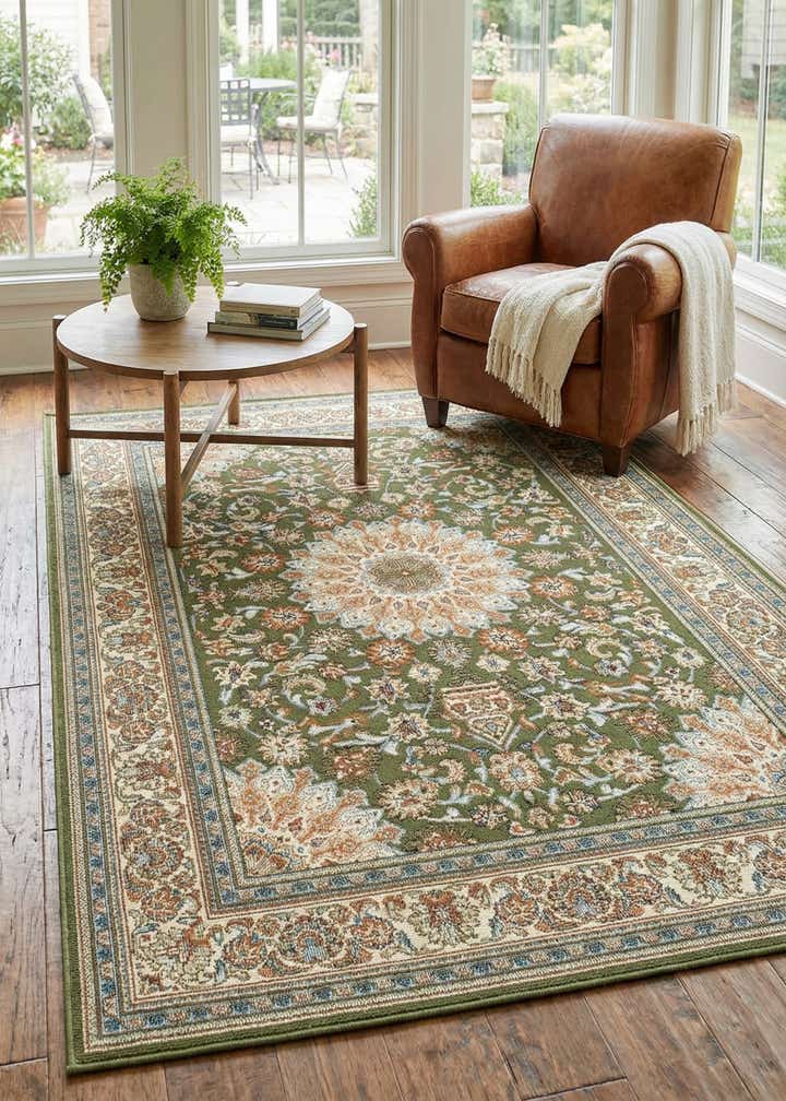 4' 1 x 6' 1 Easy-Clean Traditional Indoor / Outdoor Rug