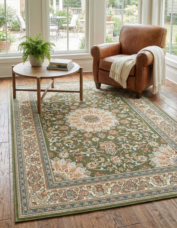 Detail image of 4' 1 x 6' 1  Washable Traditional Indoor / Outdoor Rug