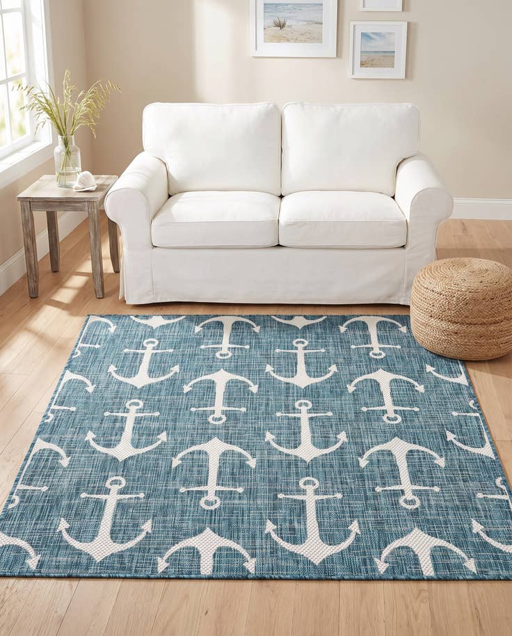 Detail image of 5' 3 x 5' 3 Easy-Clean Coastal Indoor / Outdoor Square Rug