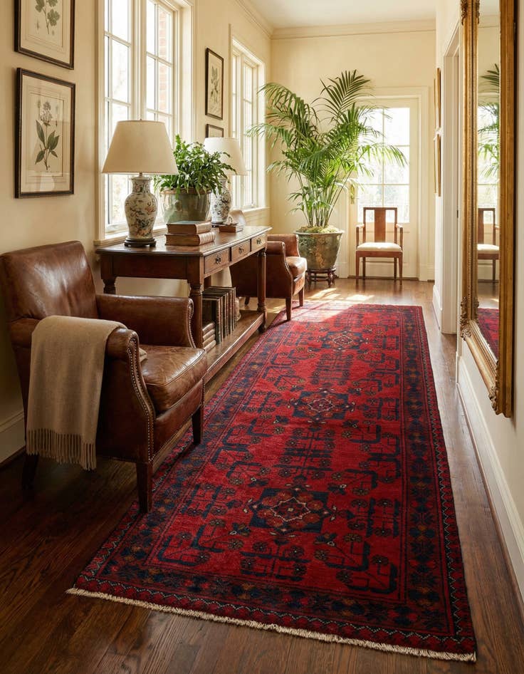 Detail image of  2' 7 x 6' 3  Hand Knotted Khal Mohammadi Wool Runner Rug