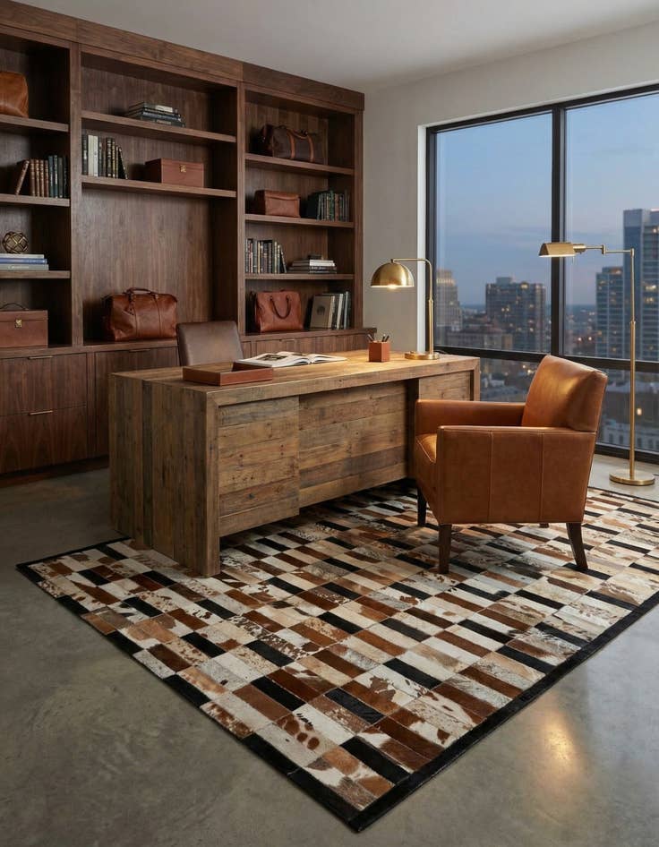 Detail image of  5' 1 x 7' 11 Cowhide - Patchwork Rug