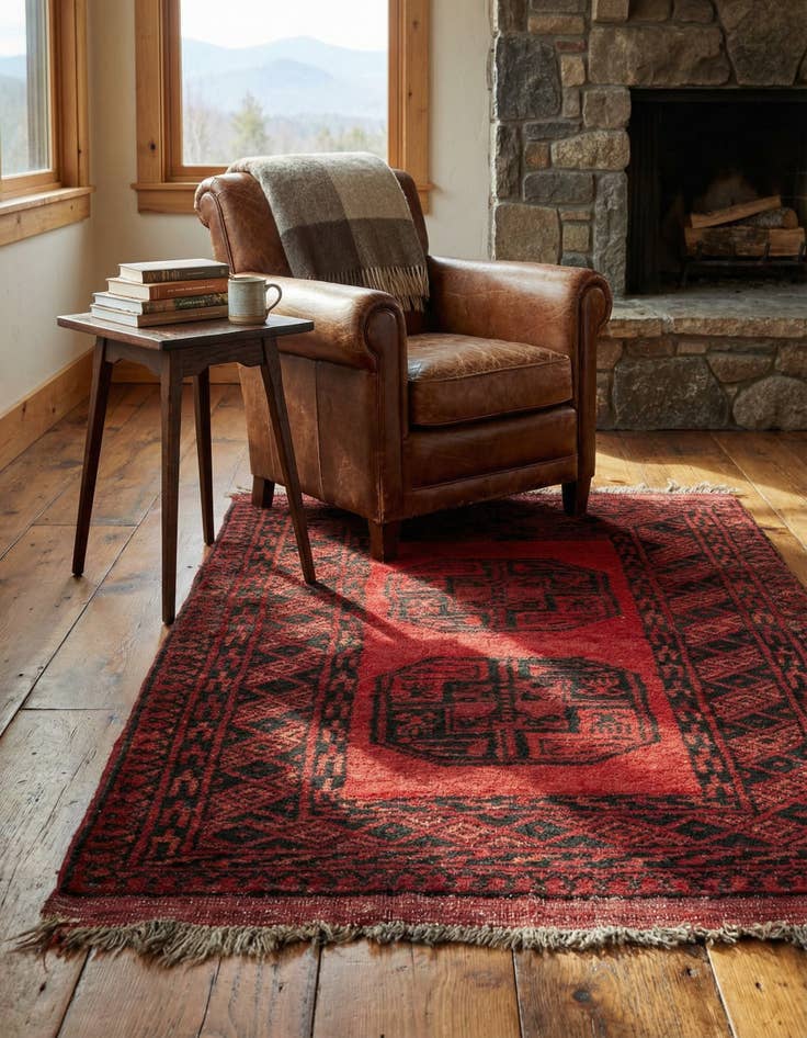 Detail image of 2' 3 x 4' 1  Hand Knotted Afghan Akhche Wool Rug