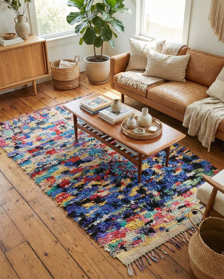 Detail image of 4' 10 x 8' Hand Knotted Moroccan Wool Rug