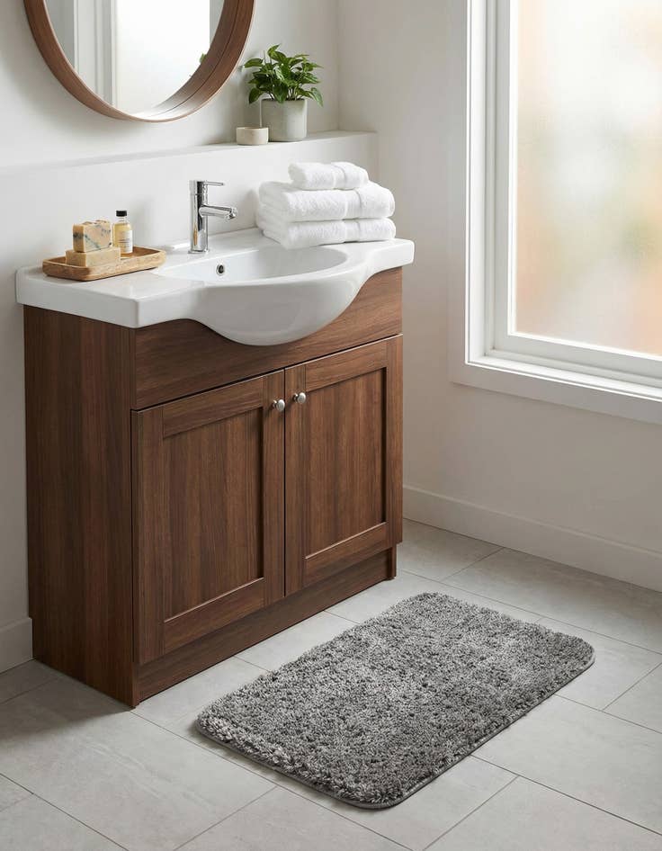 Detail image of  1' 8 x 2' 7 Bano Luxe Bath Mat