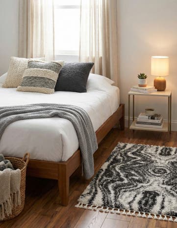 Black and White Athena Shag Rug