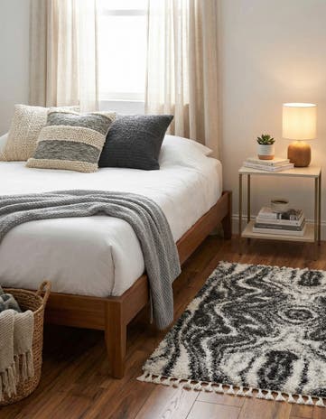 Black and White Athena Shag Rug