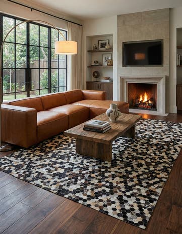 8' 1 x 10' Cowhide Leather Rug