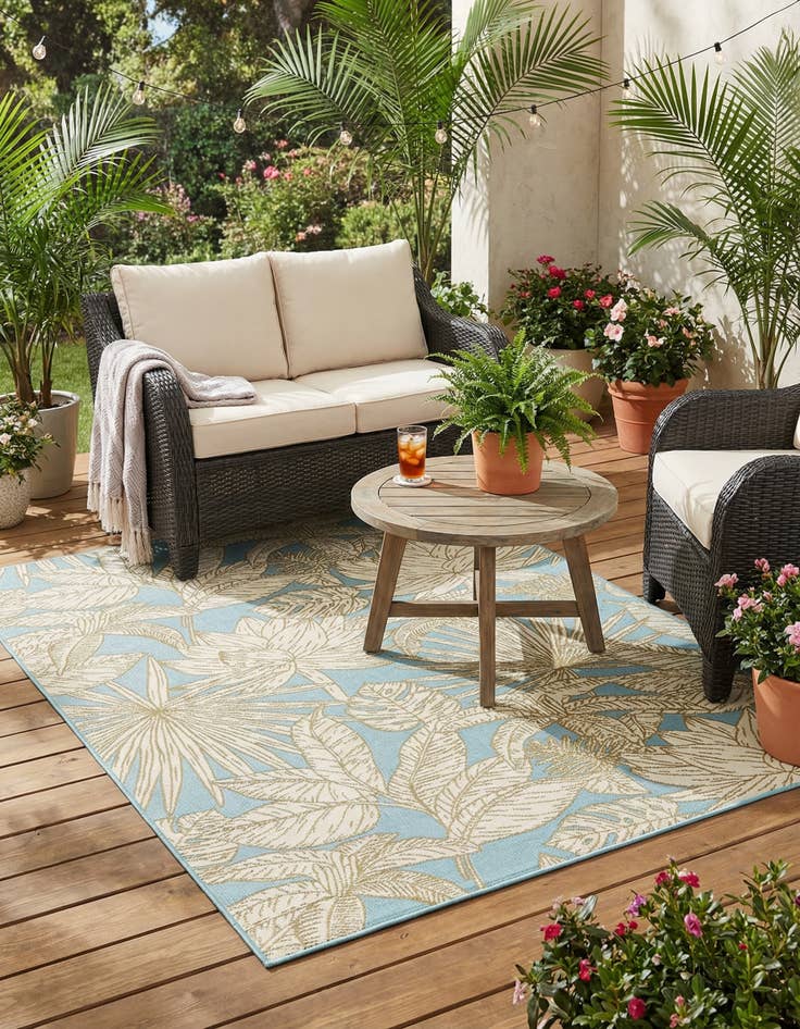 Detail image of 5' x 8'  Washable Botanical Indoor / Outdoor Rug