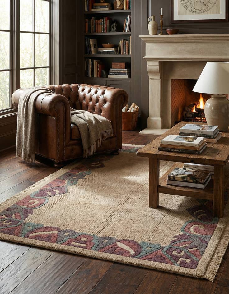 Detail image of  4' x 5' 10  Hand Knotted Tibet Wool Rug