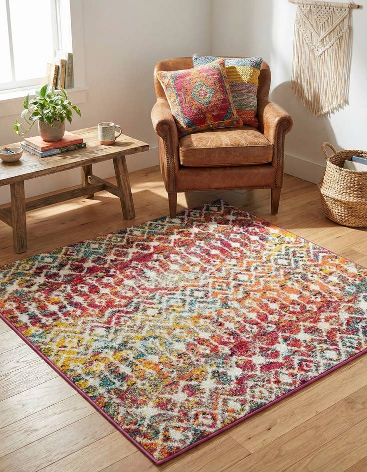 Detail image of  3' x 3' Moroccan Trellis Square Rug