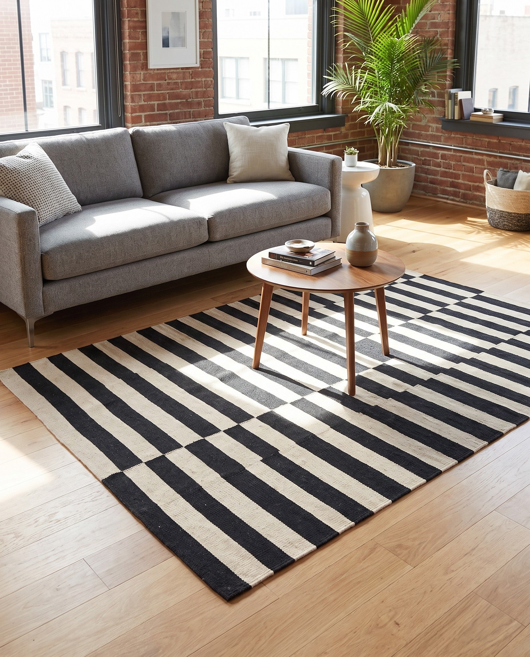 4' 1 x 5' 11 Hand Woven Kilim Modern Wool Rug