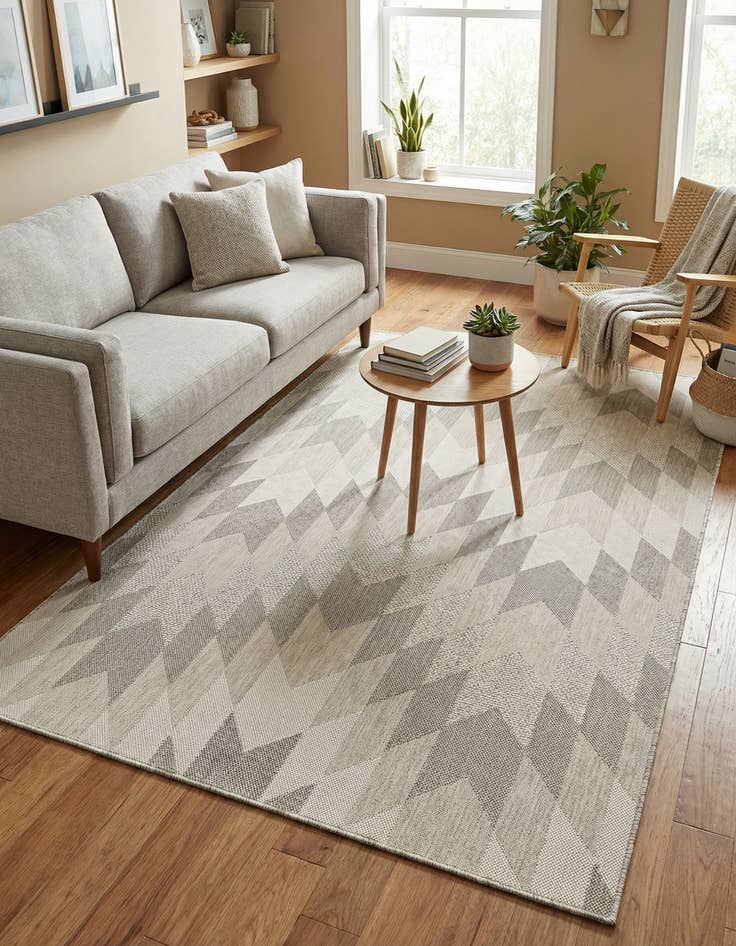 Detail image of 5' 3 x 8'  Washable Modern Indoor / Outdoor Rug