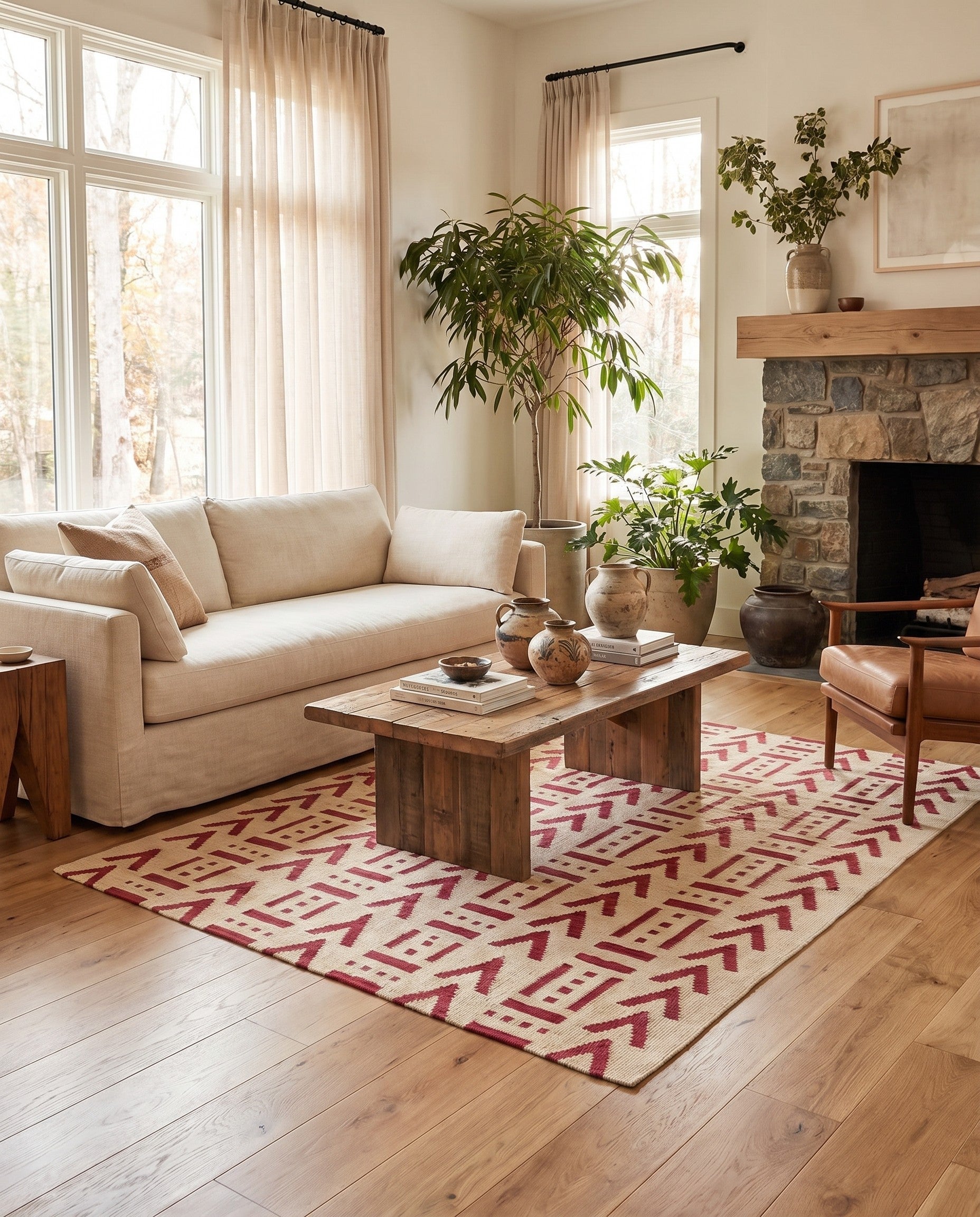 5' 2 x 6' 5 Hand Woven Kilim Modern Wool Rug