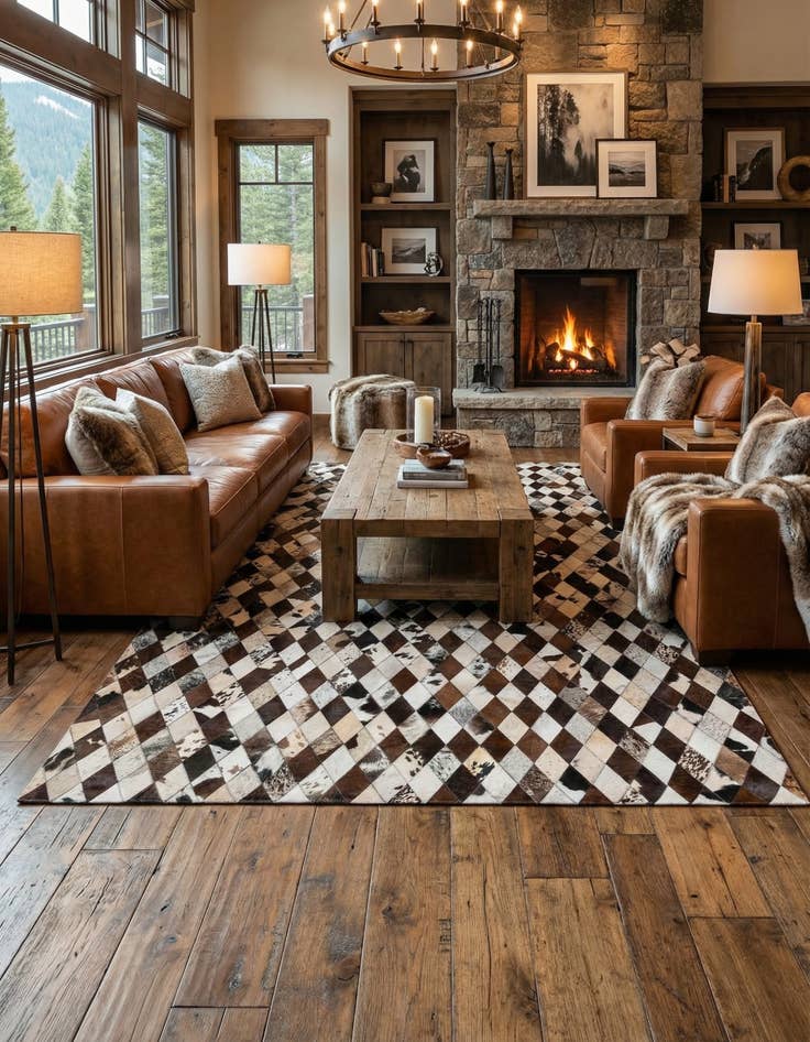 Detail image of 6' 7 x 9' 9 Cowhide Stocks Rug