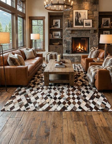 6' 7 x 9' 9 Cowhide Stocks Rug