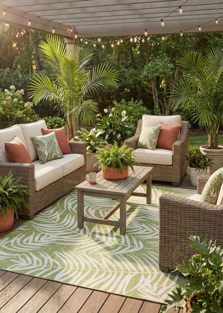 7' x 10' Easy-Clean Botanical Indoor / Outdoor Rug
