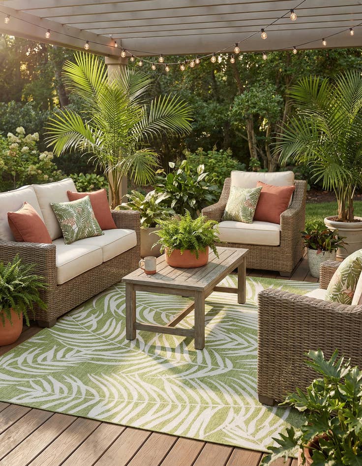 Detail image of  7' x 10'  Washable Botanical Indoor / Outdoor Rug