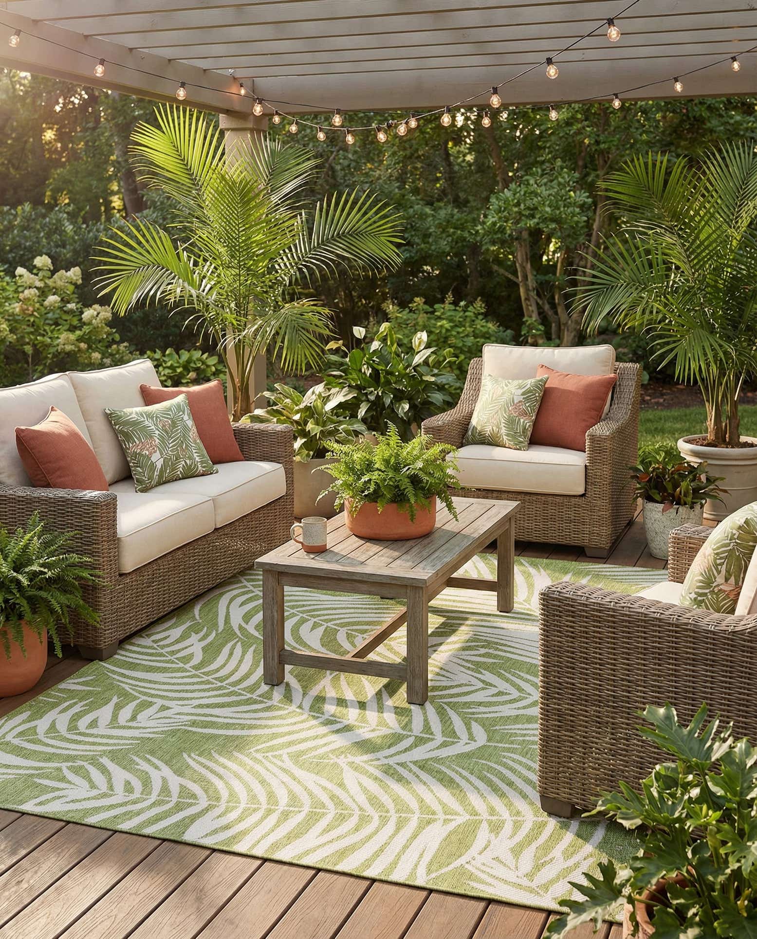 7' x 10' Easy-Clean Botanical Indoor / Outdoor Rug