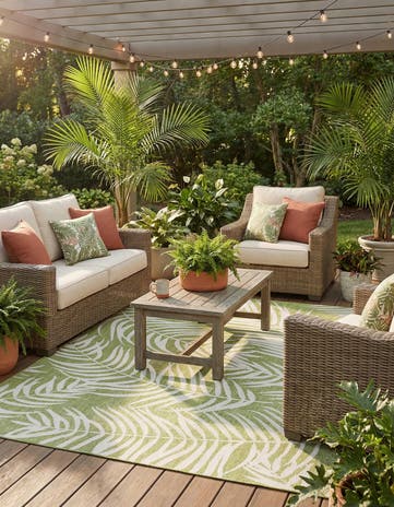 7' x 10' Easy-Clean Botanical Indoor / Outdoor Rug