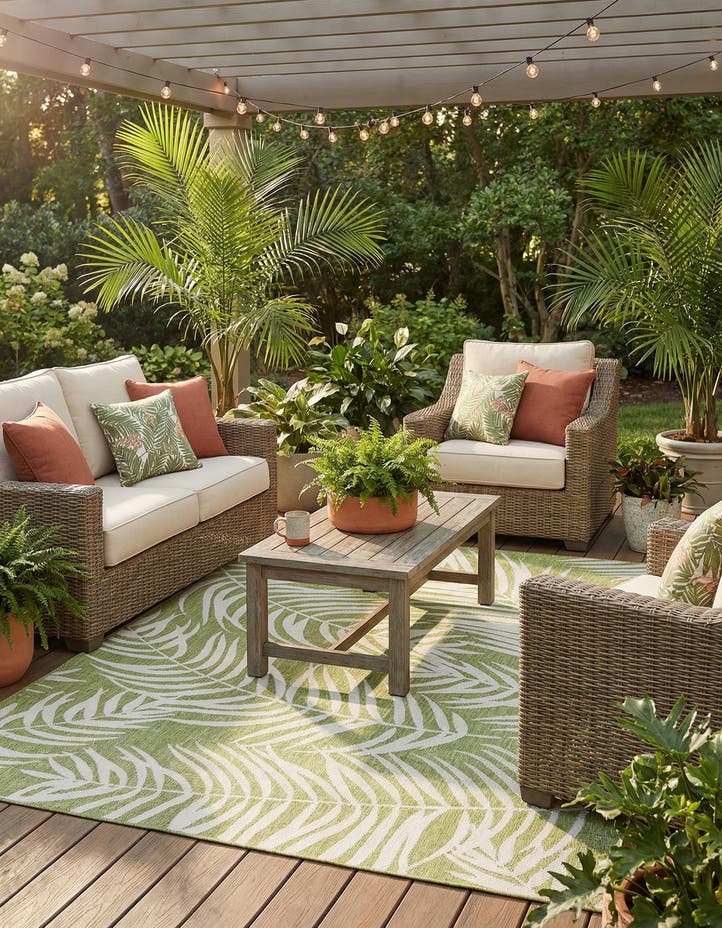 7' x 10' Easy-Clean Botanical Indoor / Outd...