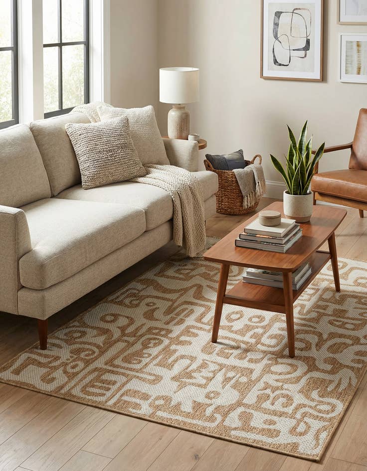 Detail image of 4' x 6'  Washable Modern Indoor / Outdoor Rug