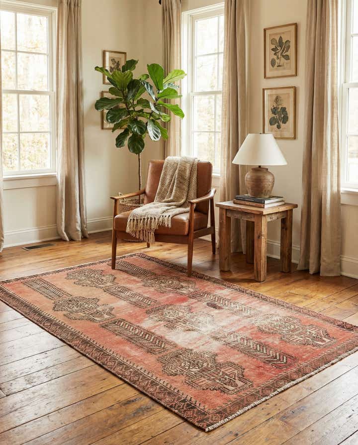 3' 5 x 6' 2 Hand Knotted Ultra Vintage Persian Wool Rug