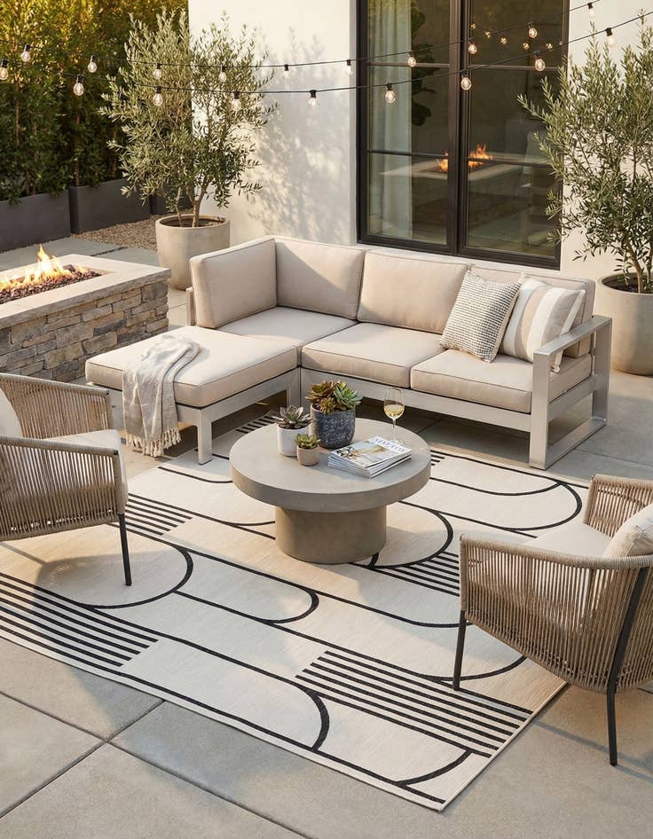 Detail image of 12' x 12'  Washable Modern Indoor / Outdoor Square Rug