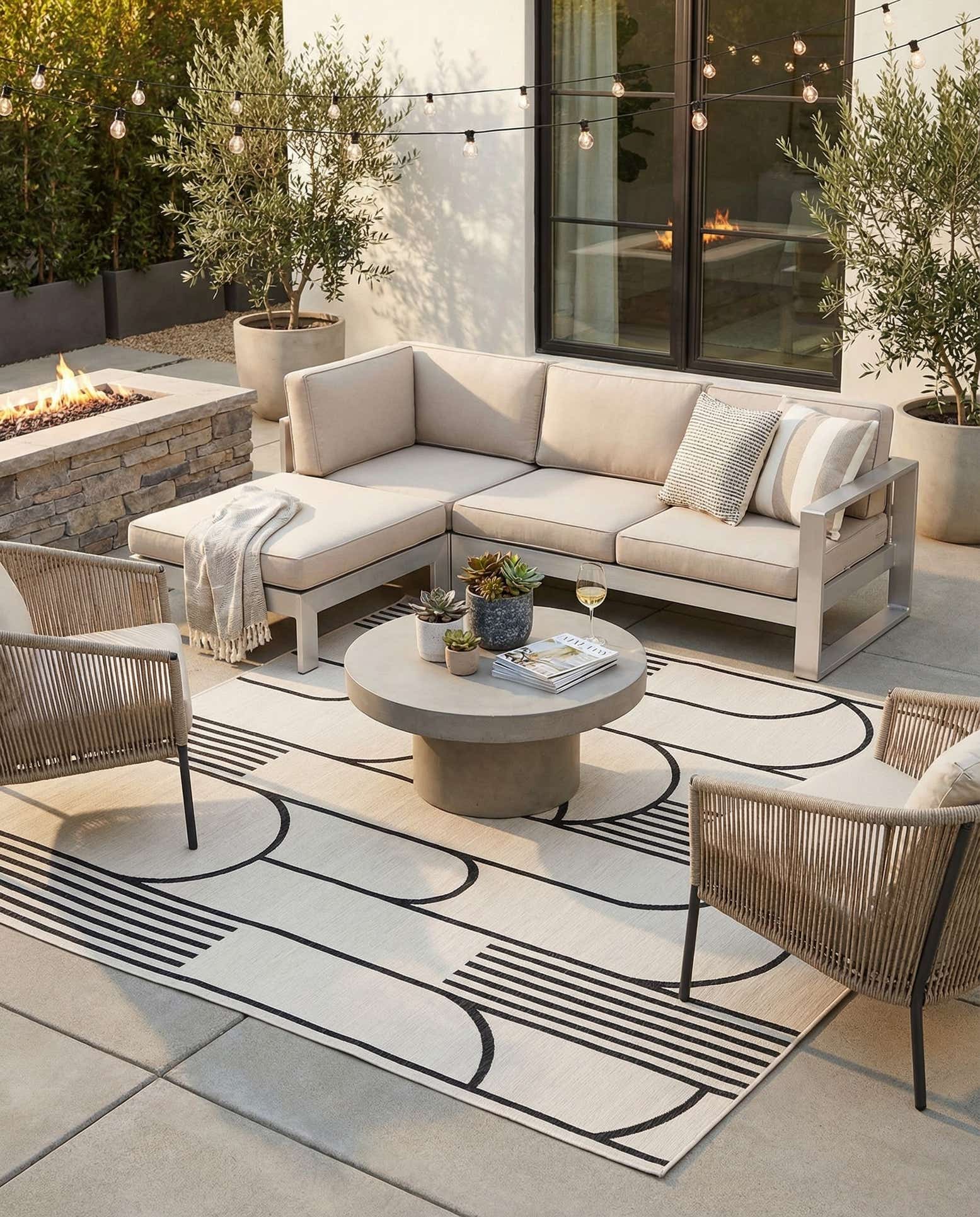 365cm x 365cm Easy-Clean Modern Indoor / Outdoor Square Rug