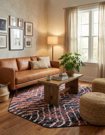 Rust Orange Tagine Octagon Rug