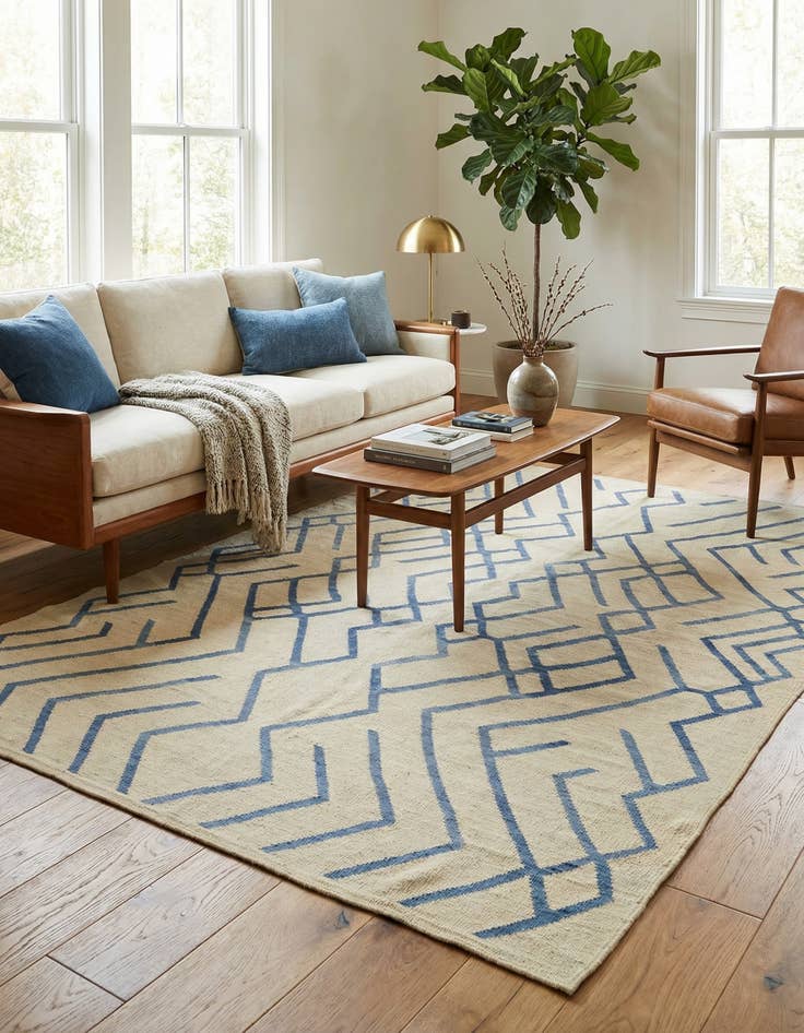 Detail image of 6' 10 x 9' 5  Hand Woven Kilim Modern Wool Rug