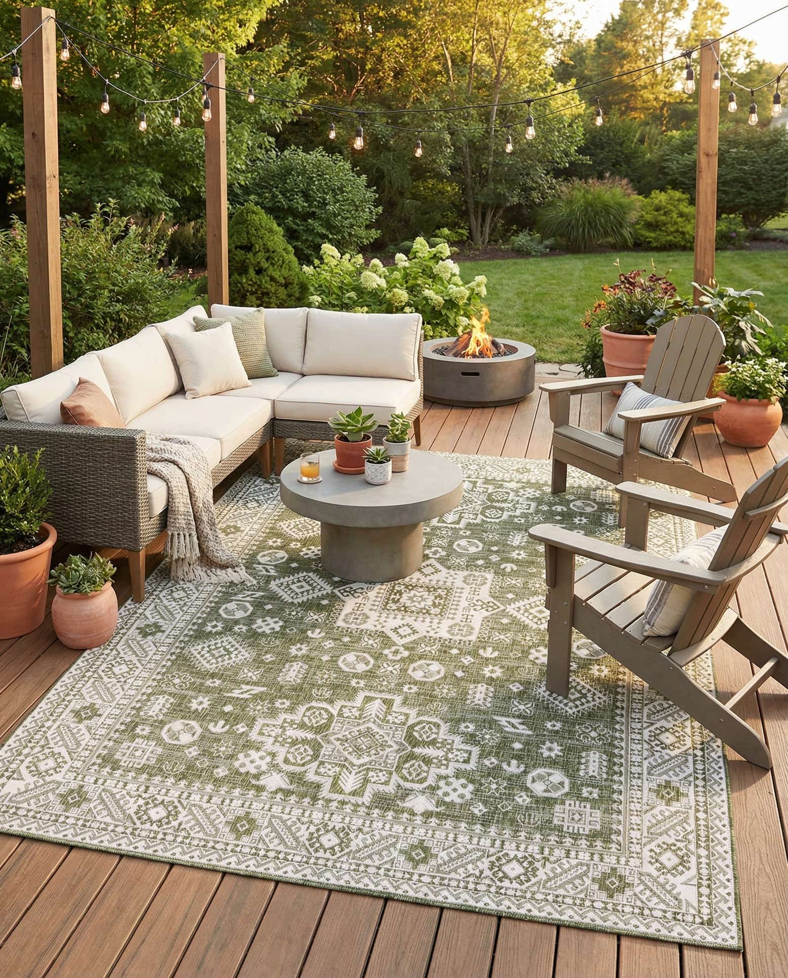 7' 10 x 11' Easy-Clean Aztec Indoor / Outdoor Rug