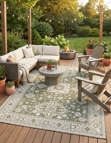 7' 10 x 11' Easy-Clean Aztec Indoor / Outdoor Rug