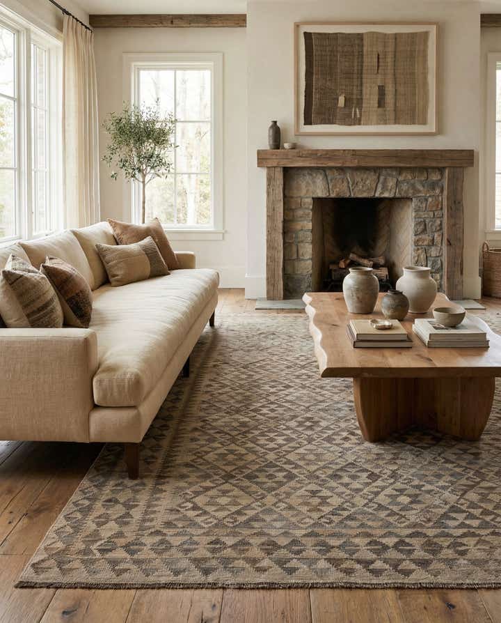 6' 10 x 10' Hand Woven Kilim Maymana Wool Rug