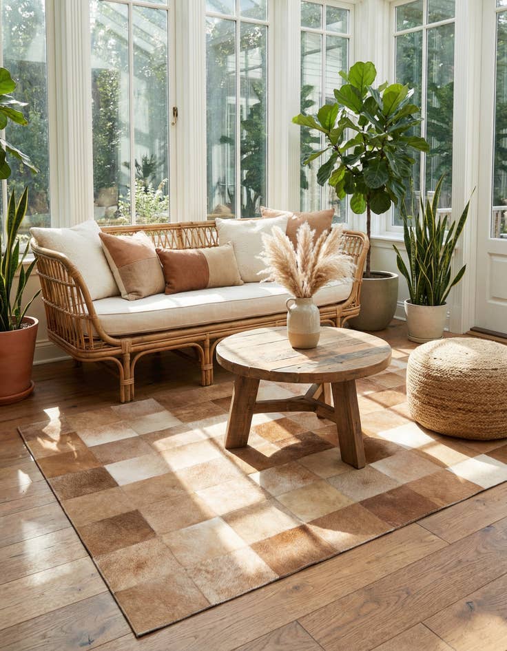 Detail image of 3' 11 x 5' 11 Cowhide - Patchwork Rug