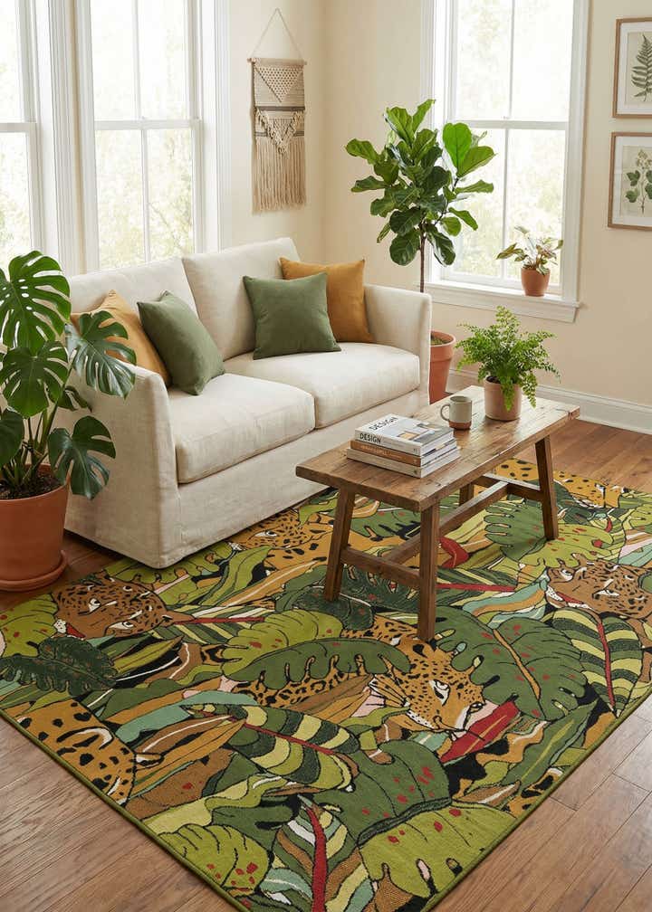 6' x 9' Easy-Clean Botanical Indoor / Outdoor Rug