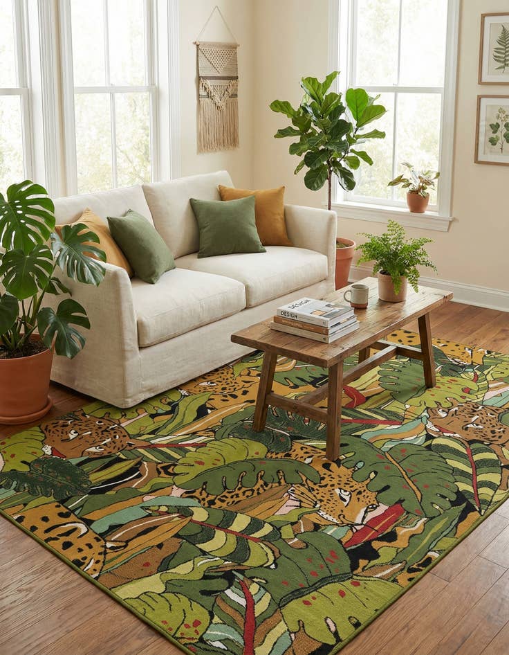 Detail image of 6' x 9'  Washable Botanical Indoor / Outdoor Rug