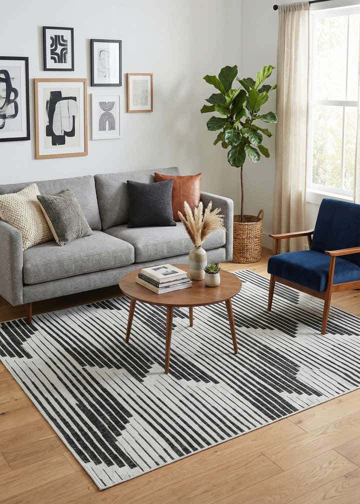 6' x 9' Easy-Clean Modern Indoor / Outdoor Rug