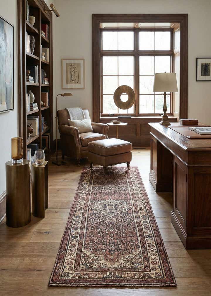 3' 8 x 11' 4 Hand Knotted Hossainabad Persian Wool Runner Rug