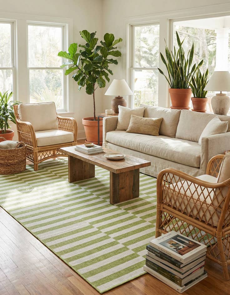 Detail image of 7' x 10'  Washable Striped Indoor / Outdoor Rug