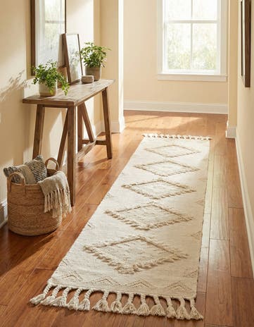 Ivory Hand Woven Arizona Wool Runner Rug