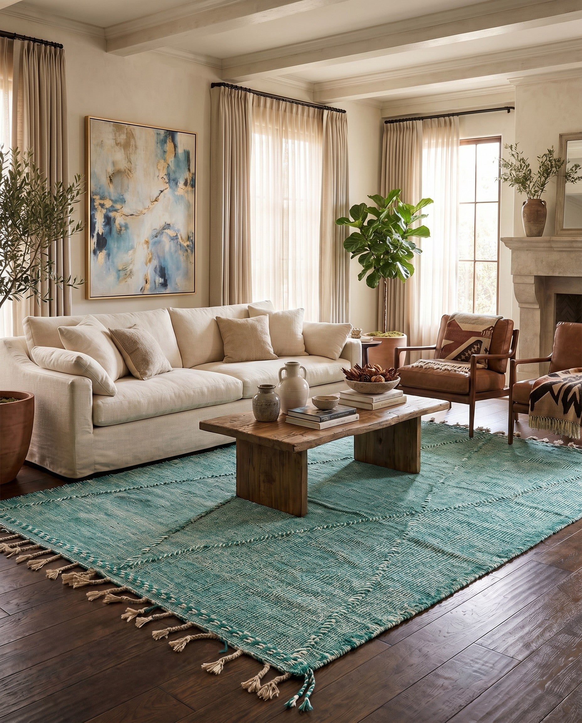 6' 3 x 10' 9 Hand Knotted Moroccan Wool Rug