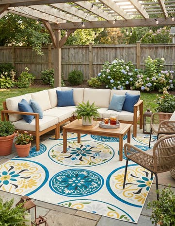 9' x 12' Easy-Clean Modern Indoor / Outdoor Rug