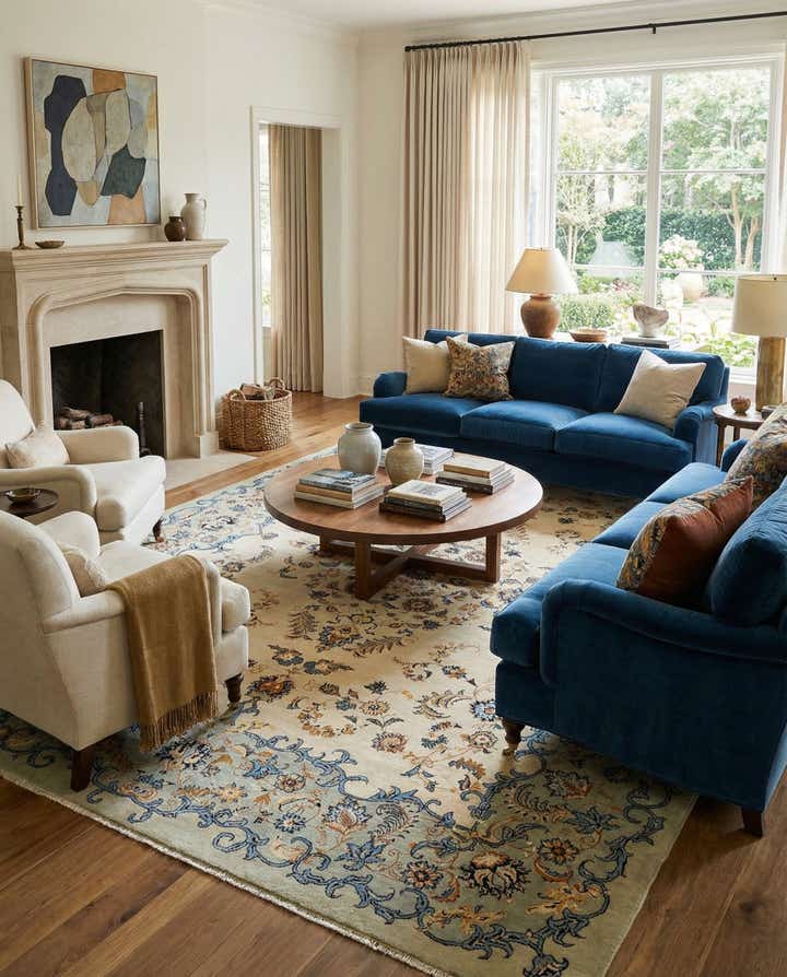 9' 7 x 13' Hand Knotted Kashan Persian Wool Rug