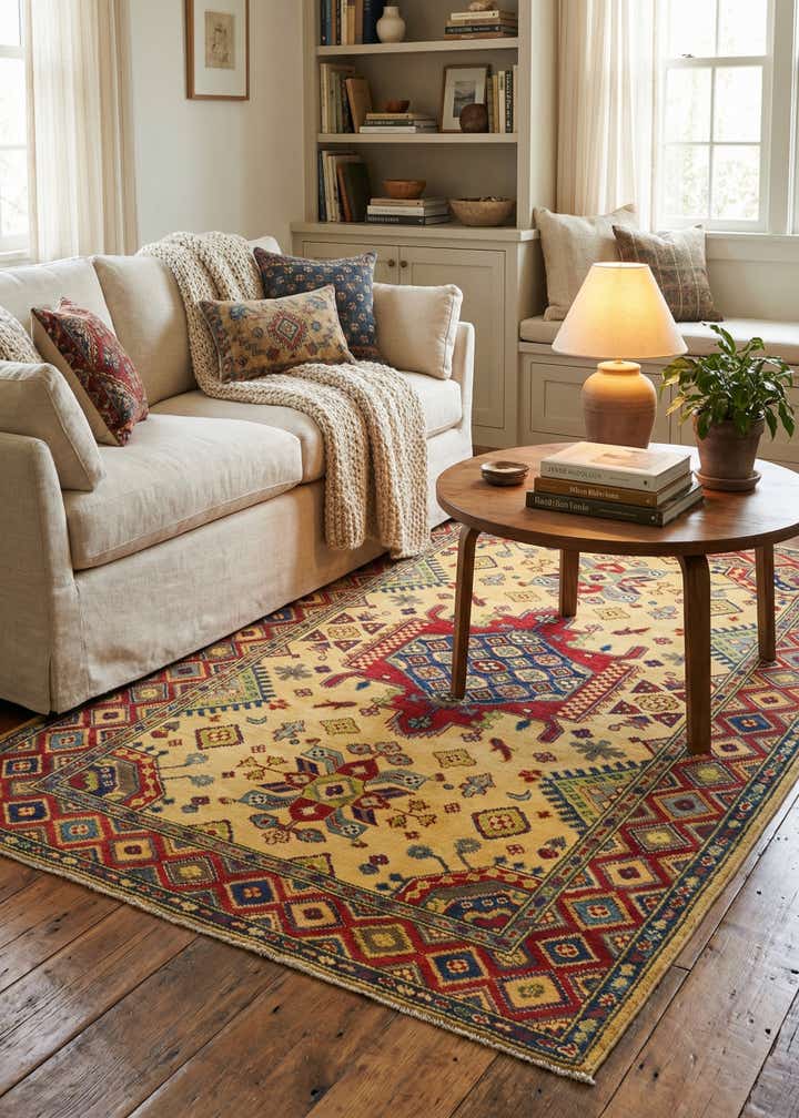 4' x 6' 2 Hand Knotted Kazak Rug