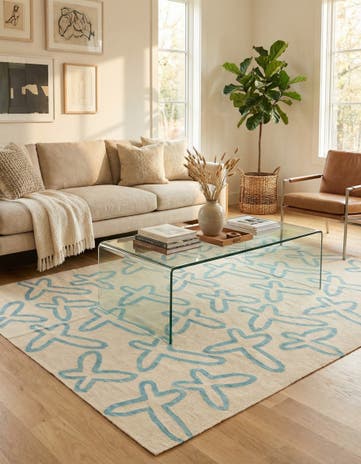 6' 9 x 7' 10 Hand Woven Kilim Modern Wool Rug